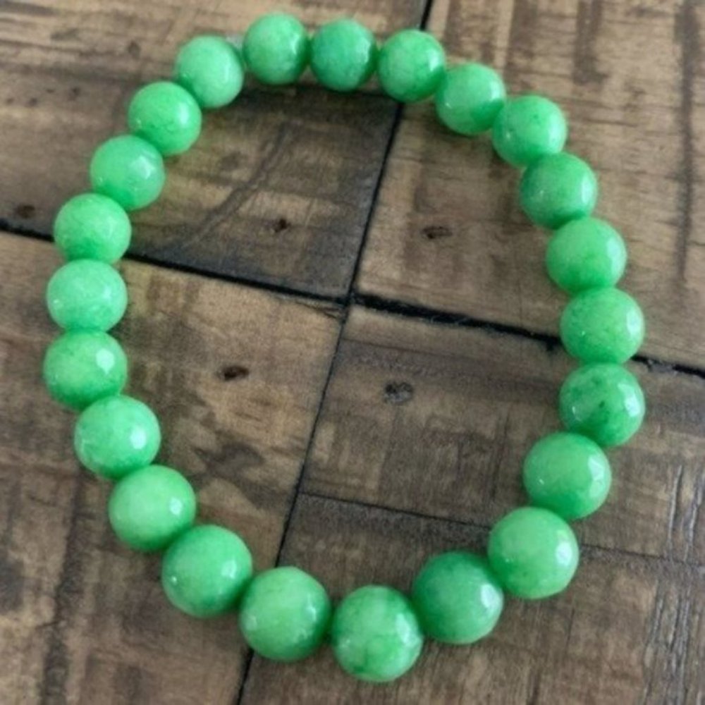 Green Jade Gemstone Chakra Bracelet Handmade Boho - Picture 4 of 8
